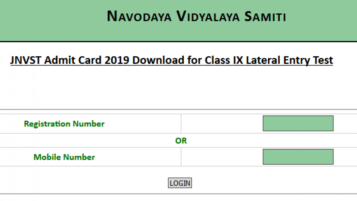 Navodayagovin Jnvst Admit Card 2020 Class 9th Ix