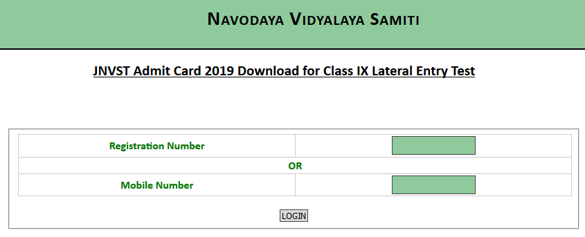 Navodaya Admit Card 2025 for Lateral Entry Test