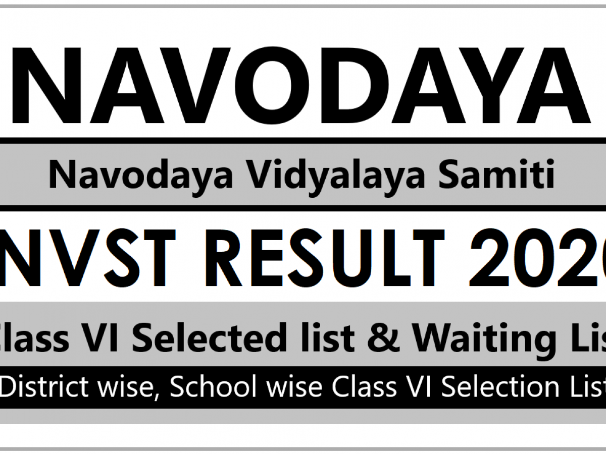 Jnvst Result 2020 Navodaya 6th Class Selected List Download